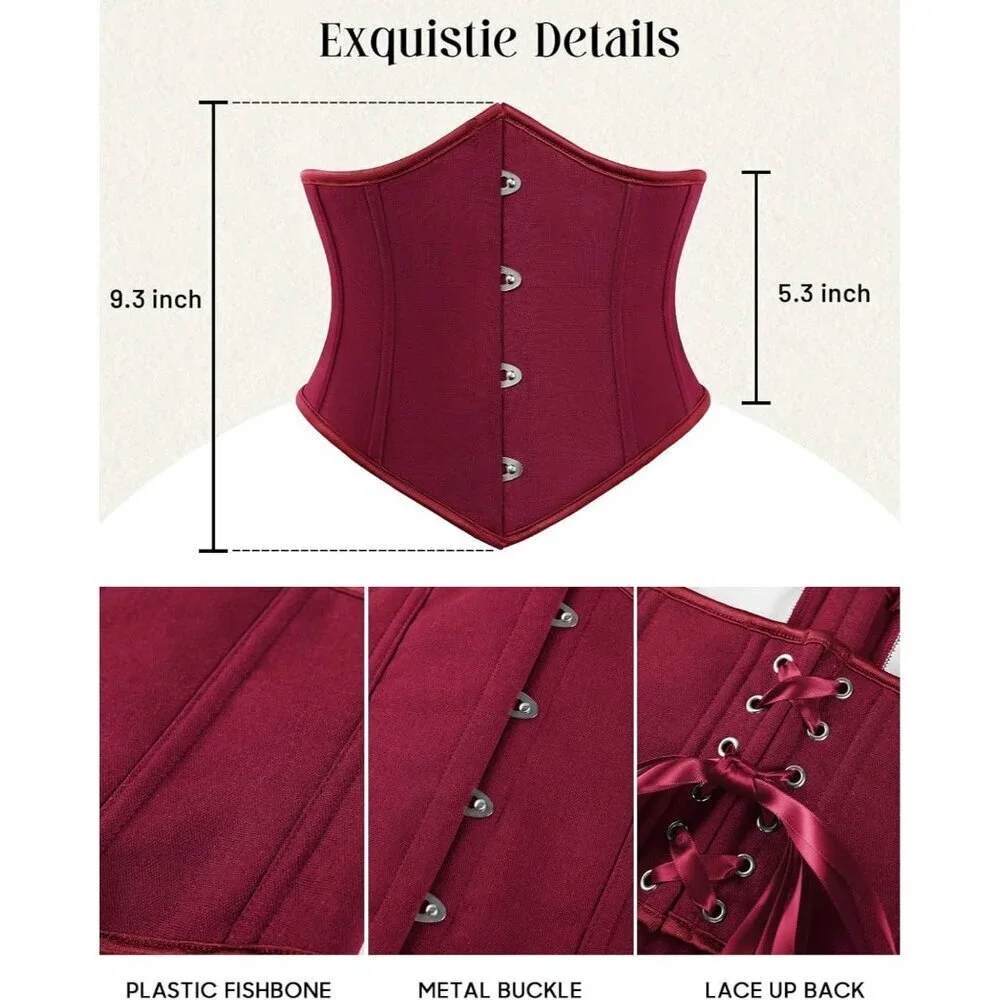 Women's Wine Red Corset Belt Wide Waist Lace Up Pirate Accessories Belt